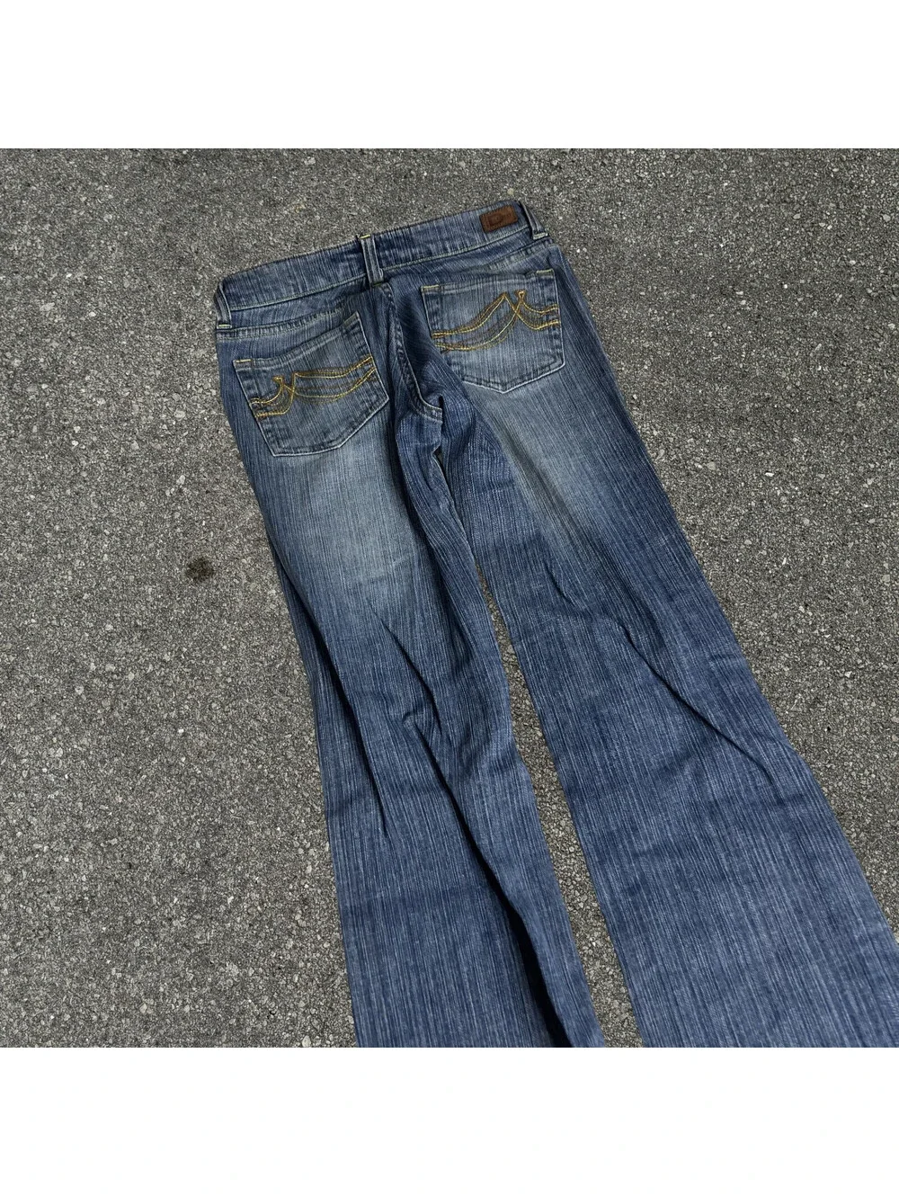 Vintage DKNY Flared Leg Denim Jeans Embroidered Pockets Size 0